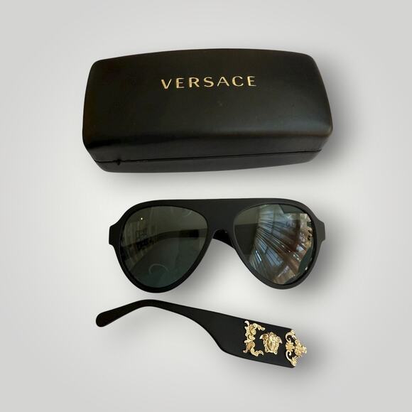Versace Sunglasses Mod. 4323 5079/71 Black Gold Medusa Baroque - Repair Needed - Picture 1 of 11